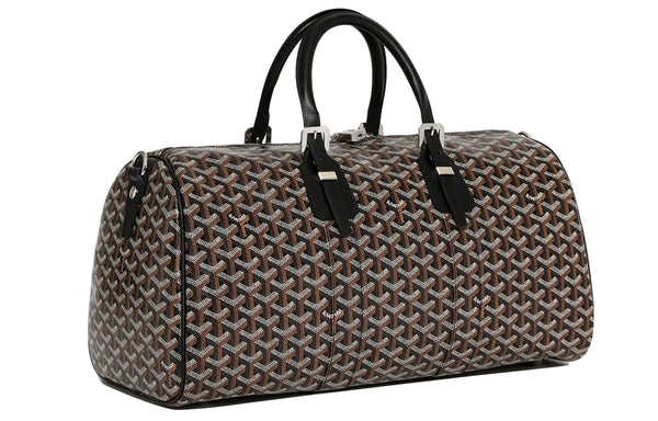 Sac de voyage à bandoulière Goyard Boston en toile et cuir, taille moyenne, unisexe, noir 