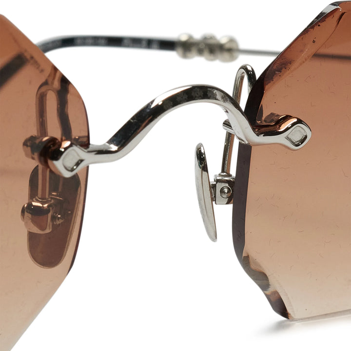 Lunettes de soleil personnalisées Chrome Hearts Pills III en argent et marron taille diamant