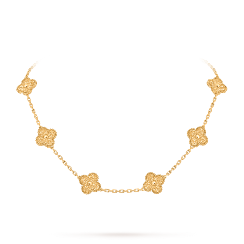 Vintage Alhambra necklace, 10 motifs 18K yellow gold