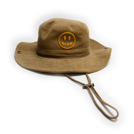 Chapeau seau à large bord en velours côtelé Drew House rouge marron 
