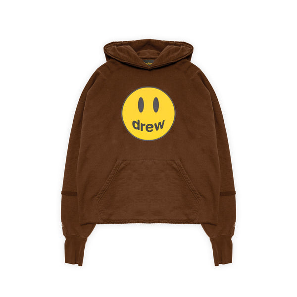 Sweat à capuche déconstruit marron avec mascotte de la maison Drew 