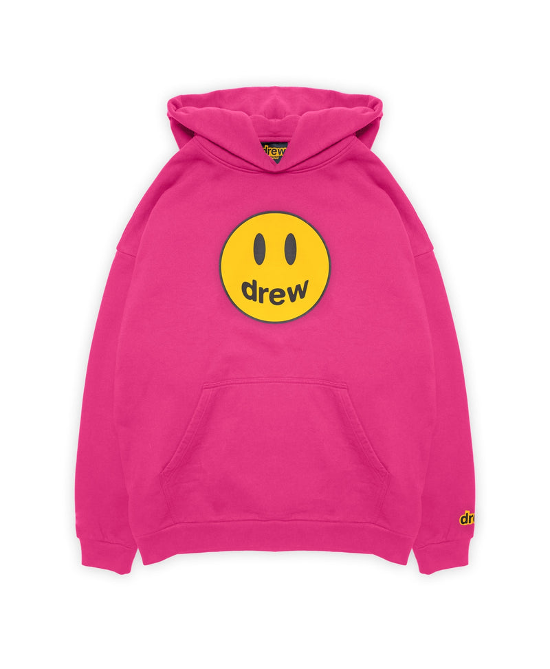 Sweat à capuche magenta avec mascotte de la maison Drew