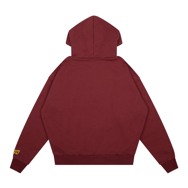 Sweat à capuche surdimensionné bordeaux avec mascotte de la maison Drew 
