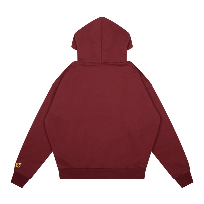Sweat à capuche surdimensionné bordeaux avec mascotte de la maison Drew 