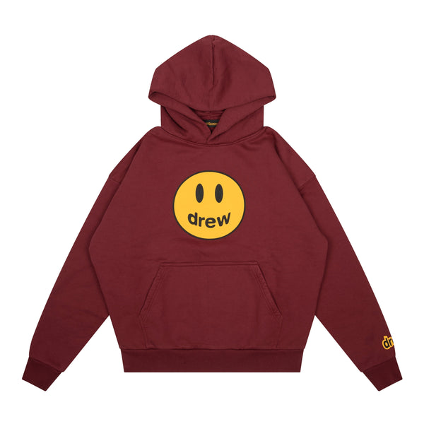 Sweat à capuche surdimensionné bordeaux avec mascotte de la maison Drew 