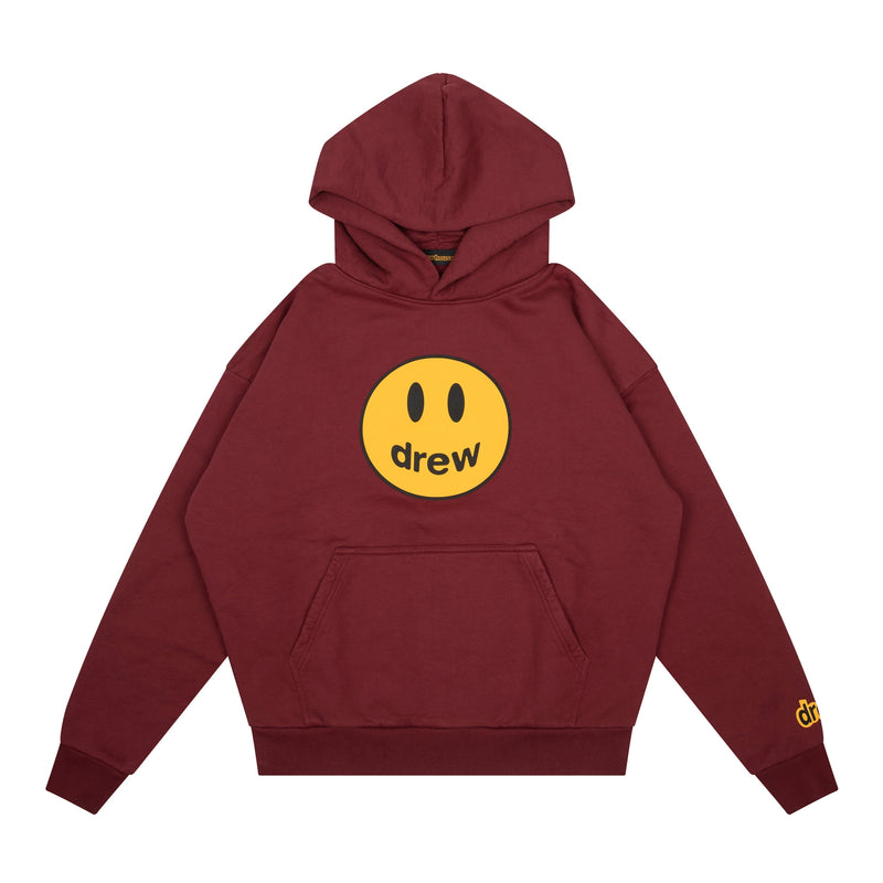 Sweat à capuche surdimensionné bordeaux avec mascotte de la maison Drew 