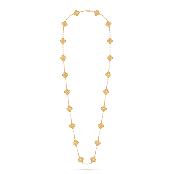 Vintage Alhambra long necklace, 20 motifs 18K yellow gold