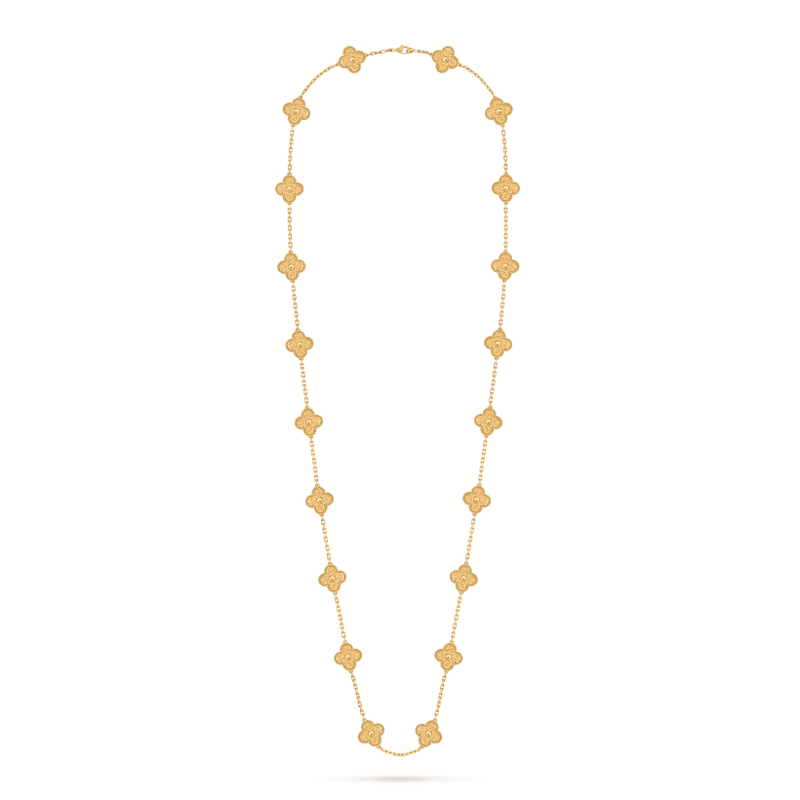 Vintage Alhambra long necklace, 20 motifs 18K yellow gold