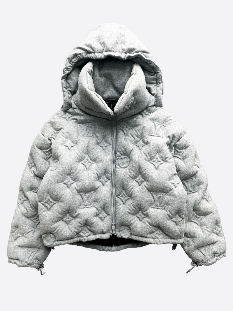 Louis Vuitton Boyhood Pufferjacke in Grau mit Monogramm 