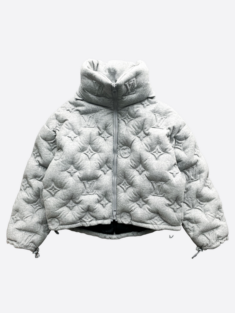 Louis Vuitton Boyhood Pufferjacke in Grau mit Monogramm 