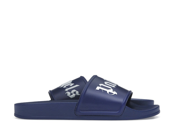 Claquettes de piscine Palm Angels bleu foncé blanc SS23
