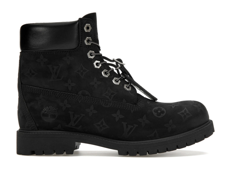 Bottines Louis Vuitton Timberland 6 pouces noires monogrammées
