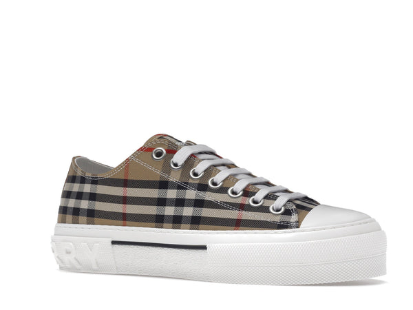 Baskets Burberry Vintage Check en coton Archive Beige Blanc