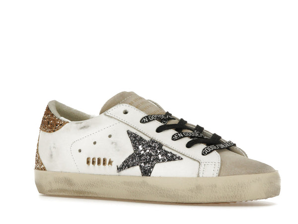 Golden Goose Super-Star Blanc Argent Or Paillettes (Femme) 