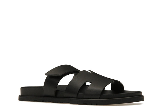 Hermes Chypre Sandal Noir Calfskin Leather
