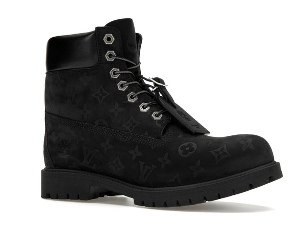 Bottines Louis Vuitton Timberland 6 pouces noires monogrammées