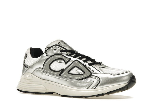 Dior B30 Blanc Mesh Cuir de veau métallisé argenté