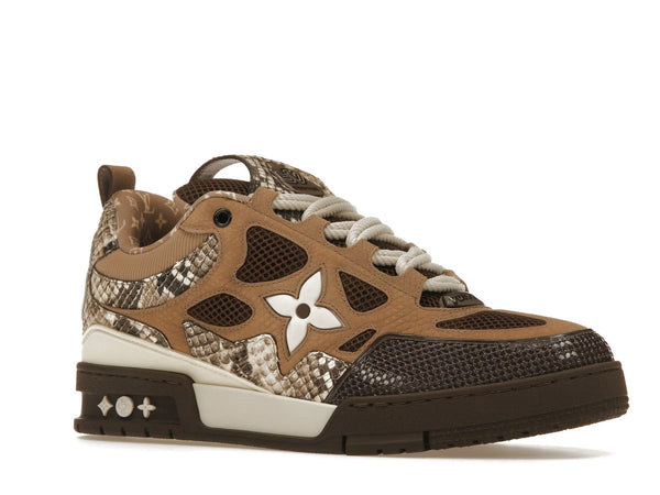 Baskets de skate Louis Vuitton en peau de serpent marron