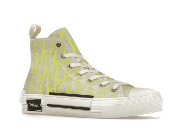 Dior B23 High Top Blanc Jaune Oblique