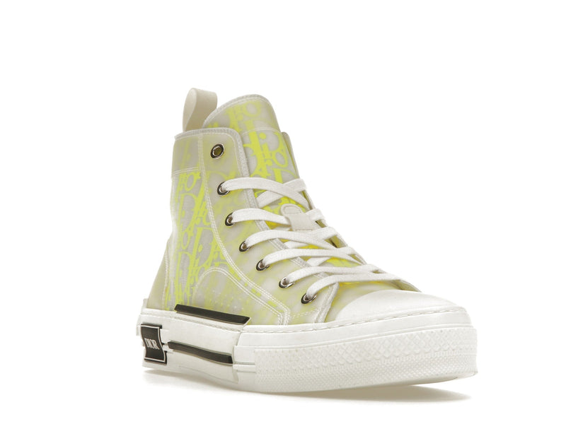 Dior B23 High Top Blanc Jaune Oblique