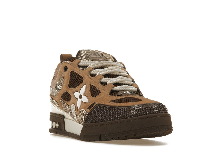 Baskets de skate Louis Vuitton en peau de serpent marron