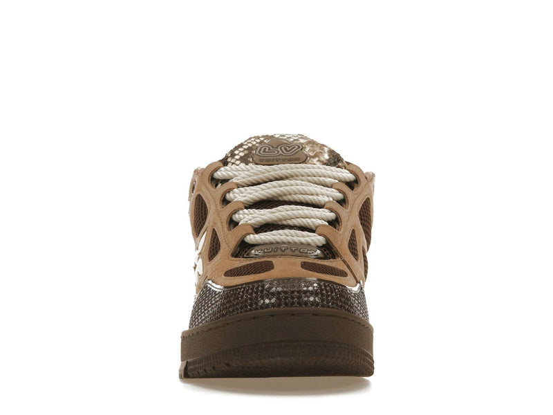 Baskets de skate Louis Vuitton en peau de serpent marron