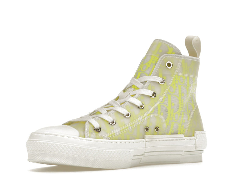 Dior B23 High Top Blanc Jaune Oblique