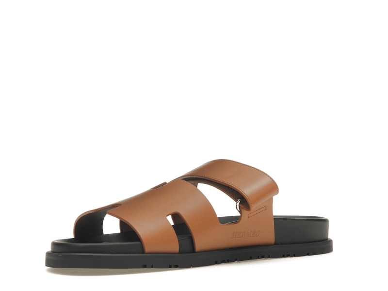 Sandale Hermès Chypre Naturel Cuir de veau lisse noir