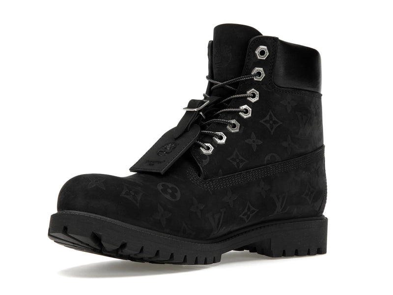 Bottines Louis Vuitton Timberland 6 pouces noires monogrammées