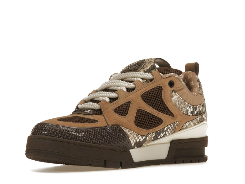 Baskets de skate Louis Vuitton en peau de serpent marron