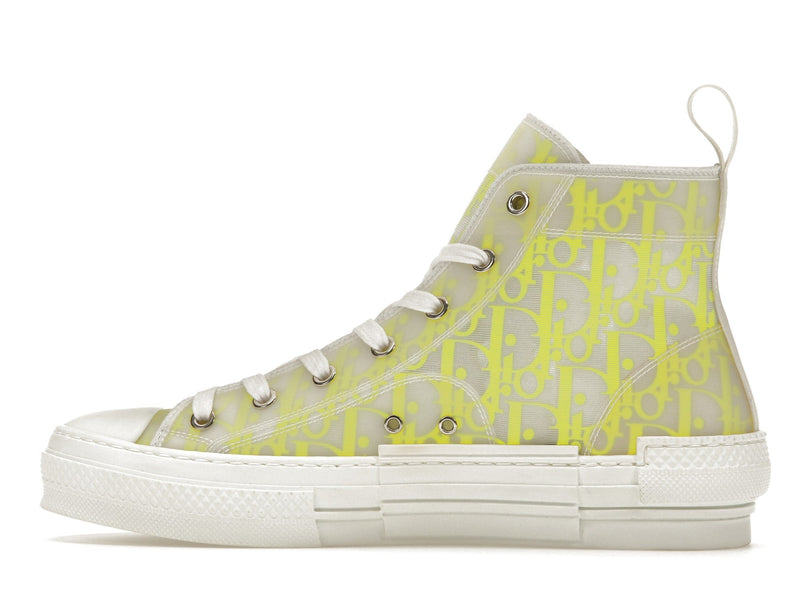 Dior B23 High Top Blanc Jaune Oblique