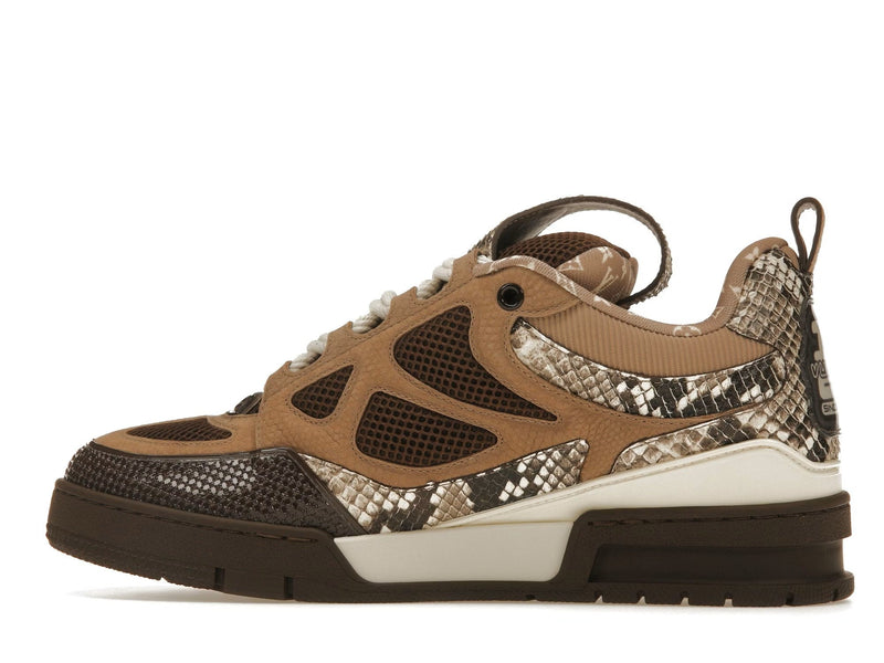 Baskets de skate Louis Vuitton en peau de serpent marron