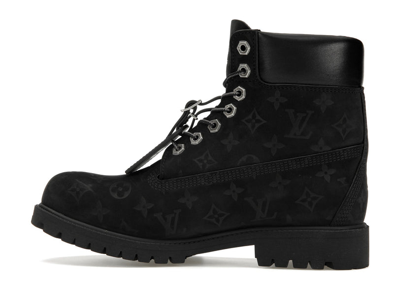 Bottines Louis Vuitton Timberland 6 pouces noires monogrammées