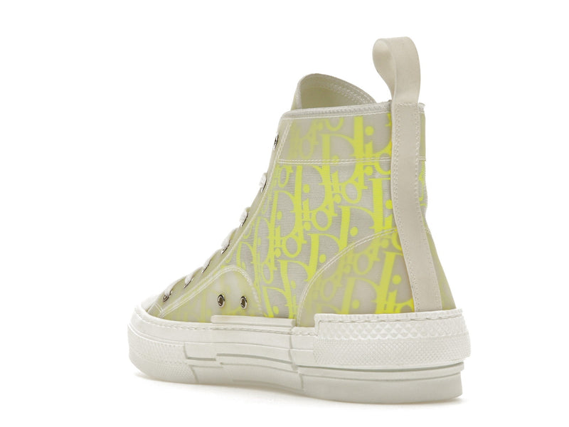 Dior B23 High Top Blanc Jaune Oblique