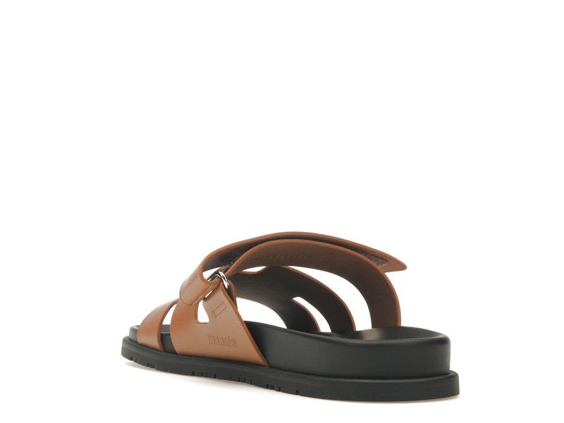 Sandale Hermès Chypre Naturel Cuir de veau lisse noir