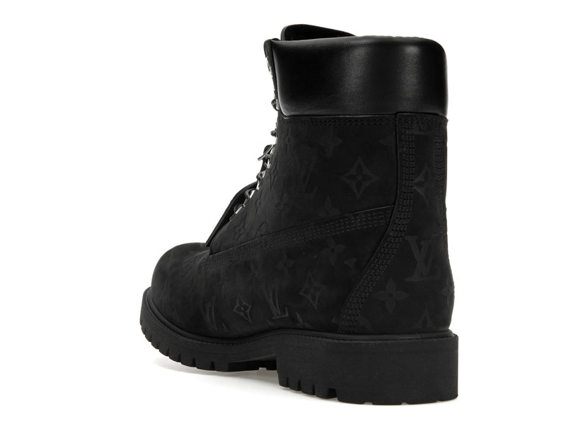 Bottines Louis Vuitton Timberland 6 pouces noires monogrammées