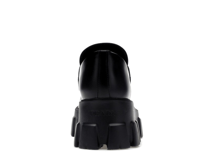 Prada Monolith 55mm Loafer Black Brushed Leather