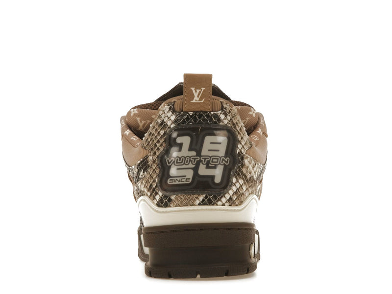 Baskets de skate Louis Vuitton en peau de serpent marron