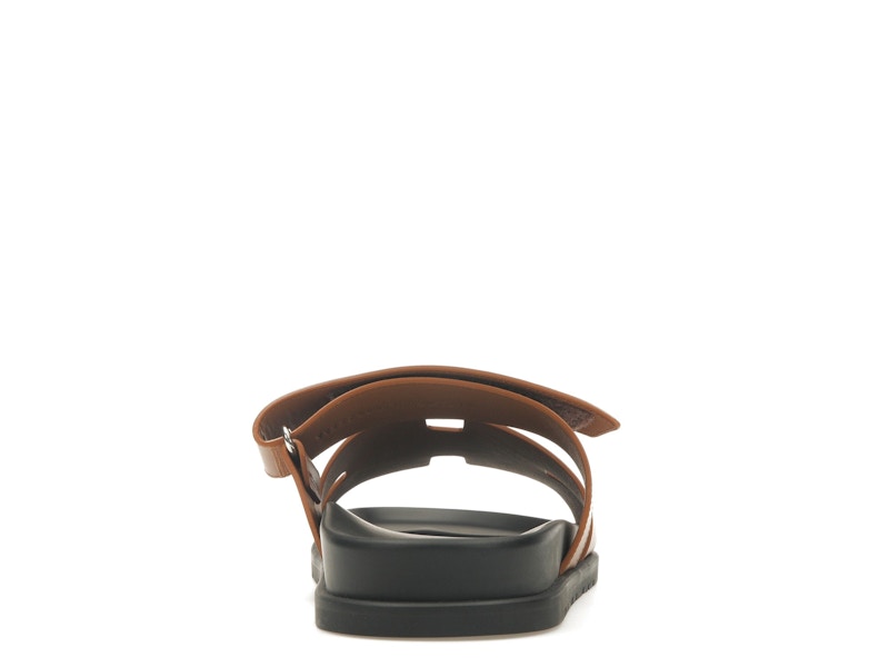 Sandale Hermès Chypre Naturel Cuir de veau lisse noir
