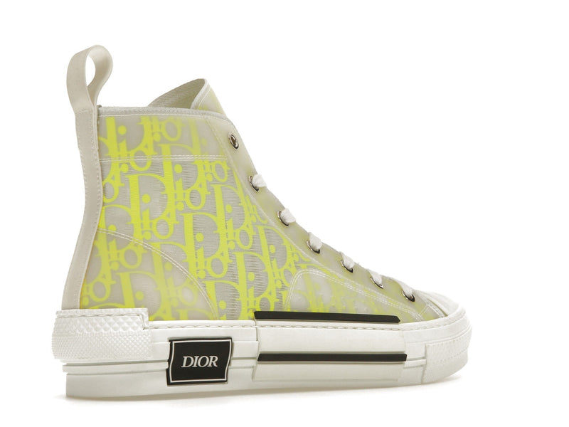 Dior B23 High Top Blanc Jaune Oblique