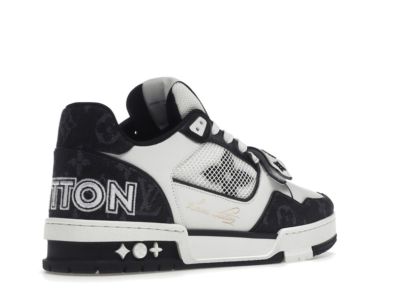 Louis Vuitton LV Trainer Velcro Strap Monogram Denim Noir Blanc