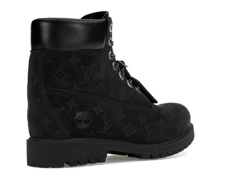 Bottines Louis Vuitton Timberland 6 pouces noires monogrammées