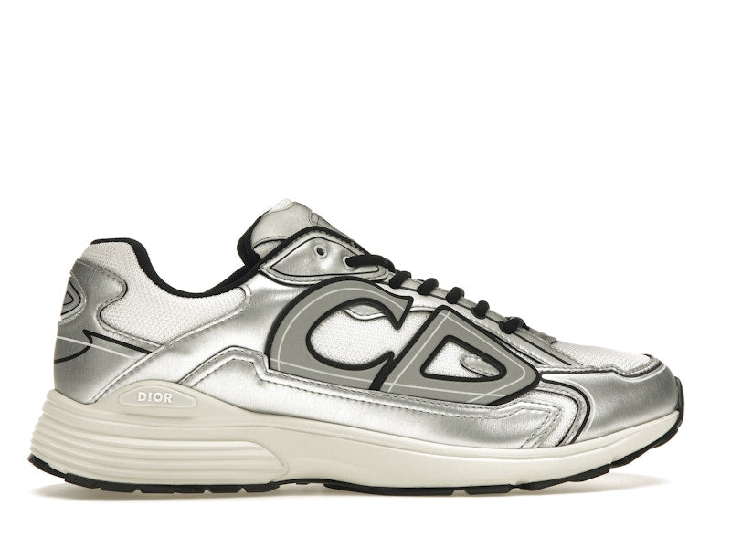 Dior B30 Blanc Mesh Cuir de veau métallisé argenté