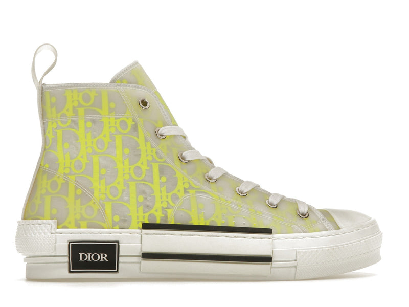 Dior B23 High Top Blanc Jaune Oblique
