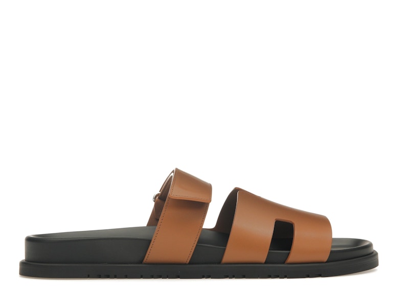 Sandale Hermès Chypre Naturel Cuir de veau lisse noir