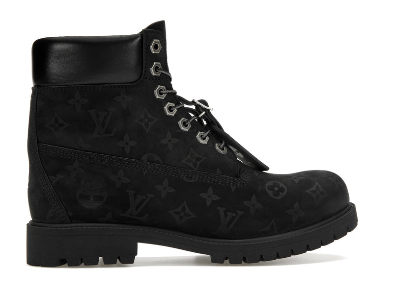 Bottines Louis Vuitton Timberland 6 pouces noires monogrammées