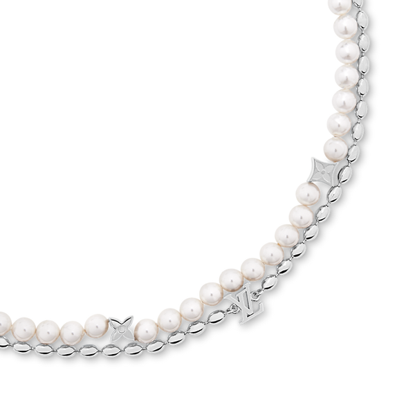 Louis Vuitton LV Pearls Necklace Silver Pearls Fusion