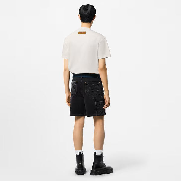 Short en jean de travail Louis Vuitton Monogram noir