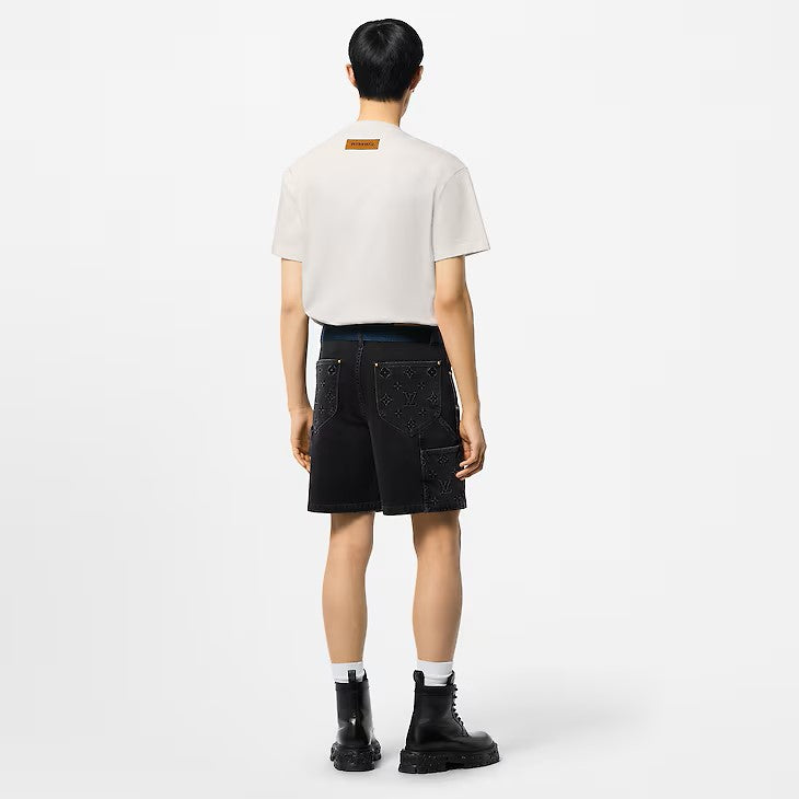 Short en jean de travail Louis Vuitton Monogram noir