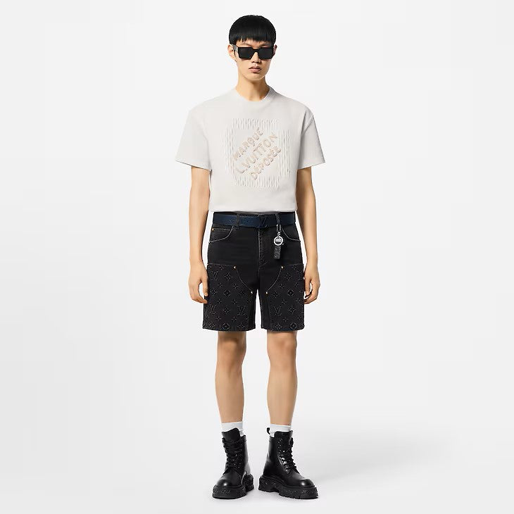 Short en jean de travail Louis Vuitton Monogram noir